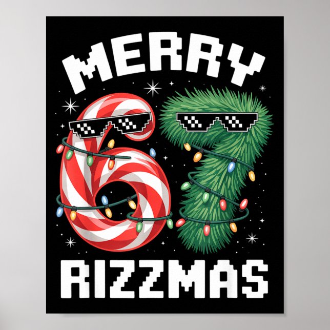Merry Rizzmas 67 Candy Cane Tree Sungles Funny  Poster (Front)