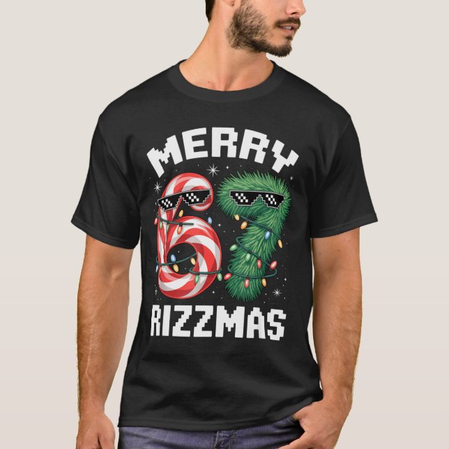 Merry Rizzmas 67 Candy Cane Tree Sungles Funny  T-Shirt (Front)