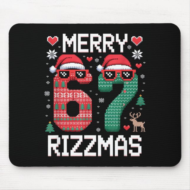 Merry Rizzmas 67 Knitted Sweater Sungles Funny  Mouse Pad (Front)