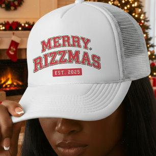Merry Rizzmas Athletic Sports Funny Christmas Red Trucker Hat