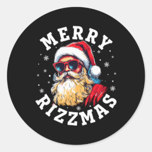 Merry Rizzmas Christmas Rizz Cool Santa Sunglasses Classic Round Sticker