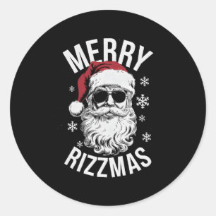 Merry Rizzmas Funny Christmas Santa Claus Happy Ch Classic Round Sticker