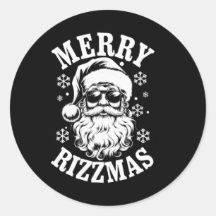 Merry Rizzmas Funny Christmas Santa Claus Happy Ch Classic Round Sticker