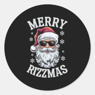 Merry Rizzmas Funny Christmas Santa Claus Happy Ch Classic Round Sticker