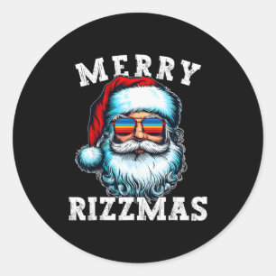 Merry Rizzmas Funny Christmas Shirt For Boys Men Classic Round Sticker