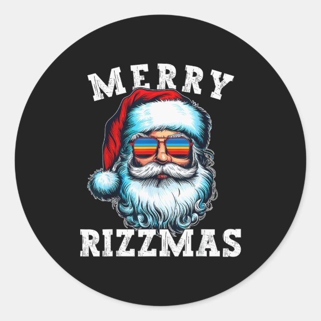 Merry Rizzmas Funny Christmas Shirt For Boys Men  Classic Round Sticker (Front)