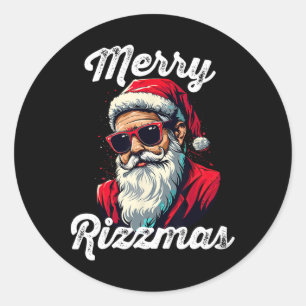 Merry Rizzmas Funny Santa White Elephant Gift Rizz Classic Round Sticker