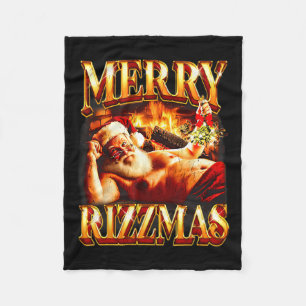 Merry Rizzmas Kids Teens School Funny Christmas Sa Fleece Blanket