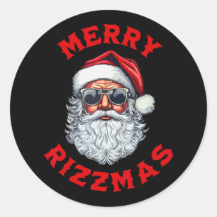Merry Rizzmas Kids Teens School Retro Christmas Sa Classic Round Sticker