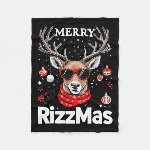 Merry Rizzmas Reindeer Funny Christmas Holiday Fleece Blanket