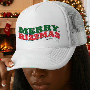 Merry Rizzmas Retro Family Matching Christmas Trucker Hat