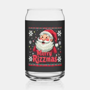 Merry Rizzmas Santa Rizz Funny Christmas Rizzler Can Glass