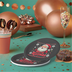 Merry Rizzmas Santa Rizz Funny Christmas Rizzler Paper Plate