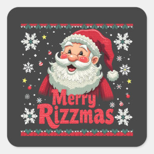 Merry Rizzmas Santa Rizz Funny Christmas Rizzler Square Sticker
