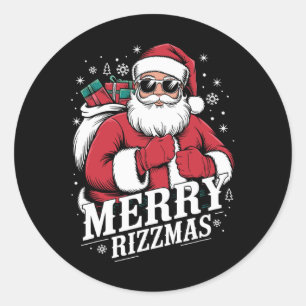 Merry Rizzmas Sigma Claus Funny Santa Claus T-Shir Classic Round Sticker