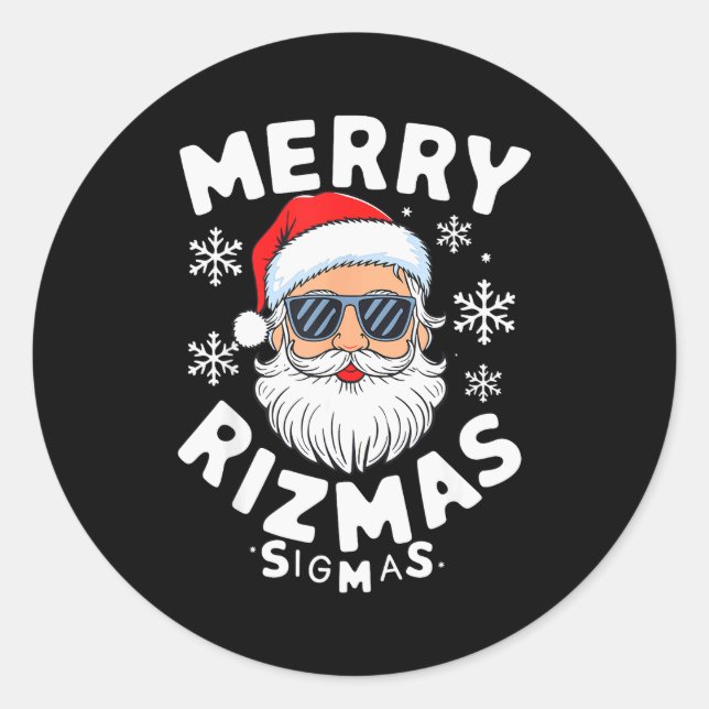 Merry Rizzmas Sigmas Funny Christmas Pajamas Rizzl Classic Round Sticker (Front)