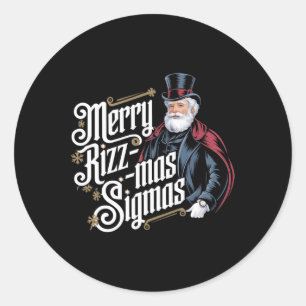 Merry Rizzmas Sigmas Funny Santa Claus Alpha Gen  Classic Round Sticker