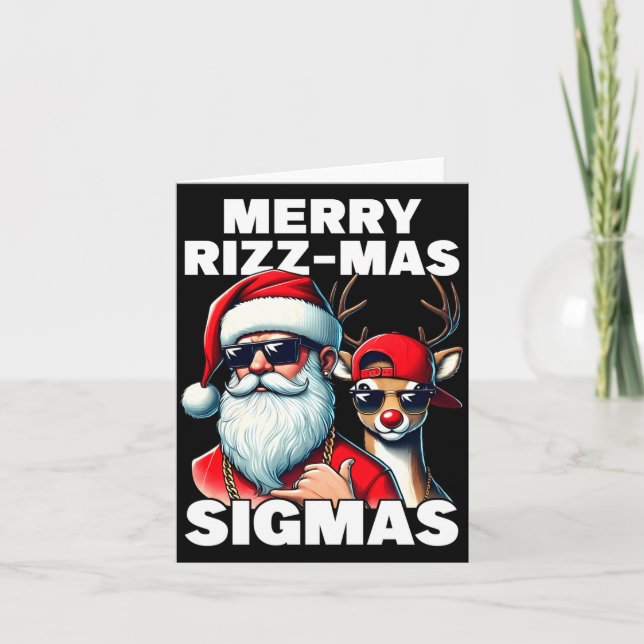 Merry Rizzmas Sigmas Gen Alpha Funny Christmas San Card (Front)