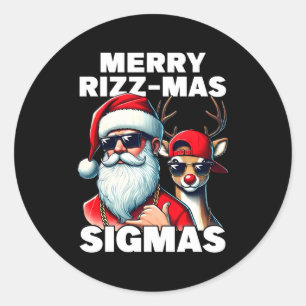 Merry Rizzmas Sigmas Gen Alpha Funny Christmas San Classic Round Sticker
