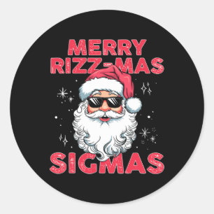 Merry Rizzmas Sigmas Kids Teens School Xmas Santa Classic Round Sticker