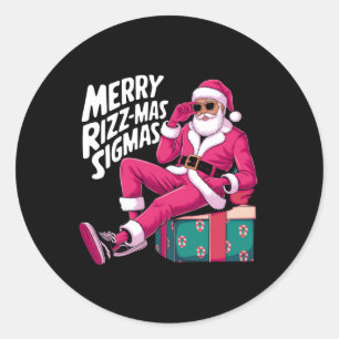 Merry RizzMas Sigmas Santa Rizzler Youth Kids Teen Classic Round Sticker