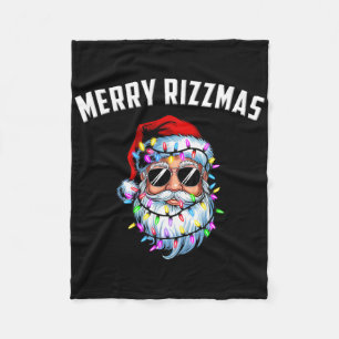 Merry Rizzmas Teens Kids School Funny Santa Christ Fleece Blanket