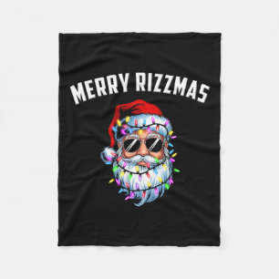 Merry Rizzmas Teens Kids School Funny Santa Christ Fleece Blanket