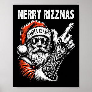 Merry Rizzmas Vibes Only Christmas Funny Santa Cla Poster