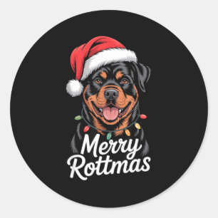 Merry Rottmas Rottweiler Holiday Humor Dog Lovers Classic Round Sticker
