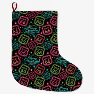 Merry Route 66 Neon Tradition Large Christmas Stocking