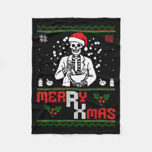 Merry Rx Mas Skeleton Pharmacist Pharmacy Tech Ugl Fleece Blanket