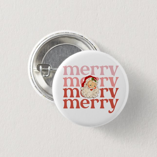 Merry santa christmas  3 cm round badge (Front & Back)