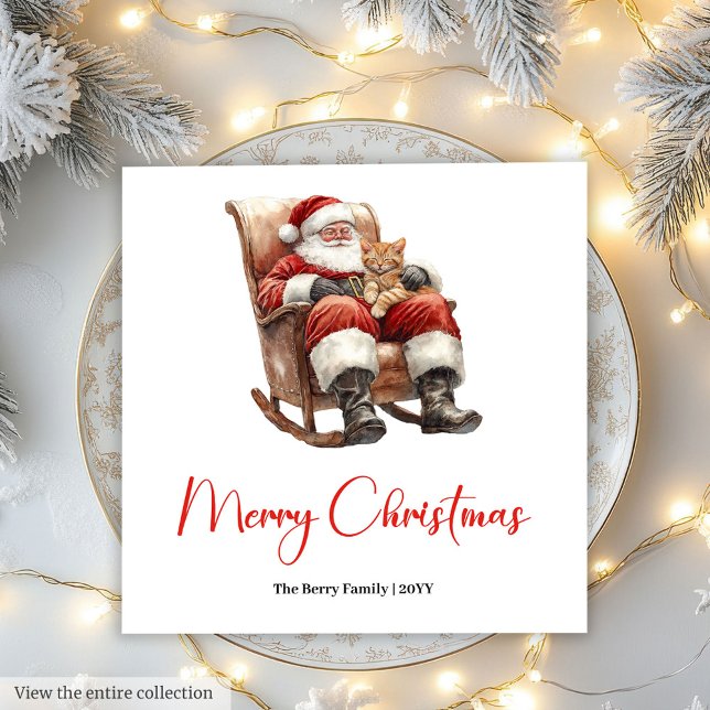 Merry Santa Claus Custom Editable Christmas Napkin (Merry Santa Claus Custom Editable Christmas Napkin)
