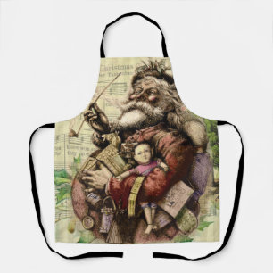 Merry Santa Claus Tree Classic Illustration Apron