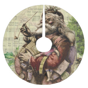 Merry Santa Claus Tree Classic Illustration Brushed Polyester Tree Skirt