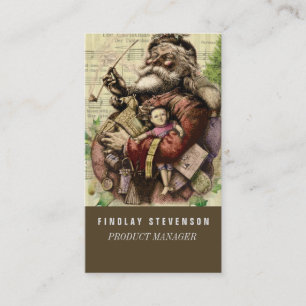 Merry Santa Claus Tree Classic Illustration Business Card