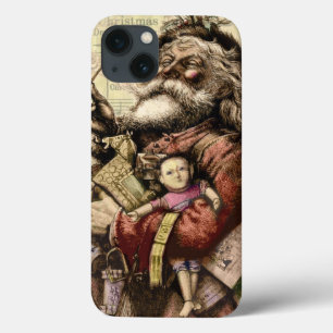 Merry Santa Claus Tree Classic Illustration iPhone 13 Case