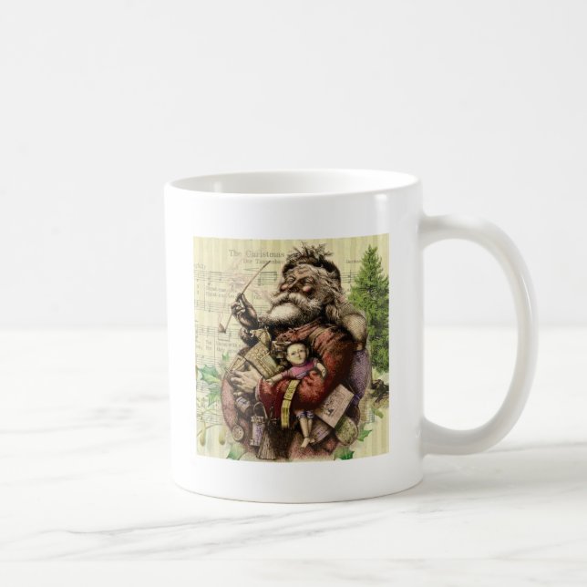 Merry Santa Claus Tree Classic Illustration Coffee Mug (Right)