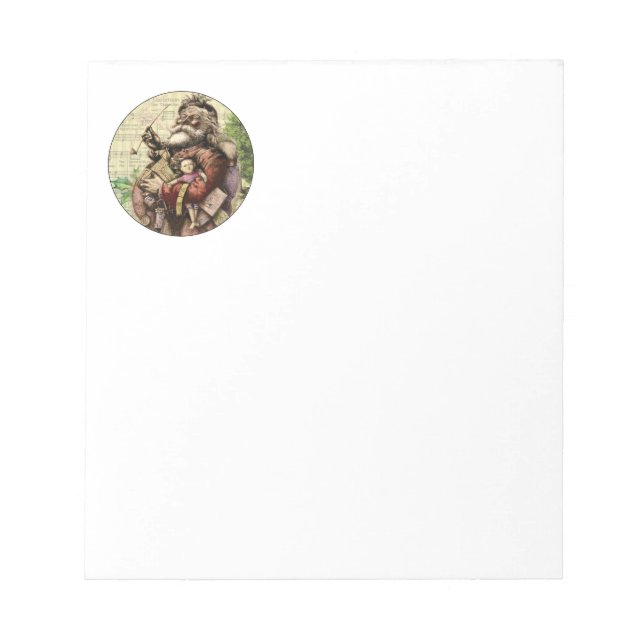 Merry Santa Claus Tree Classic Illustration Notepad (Front)
