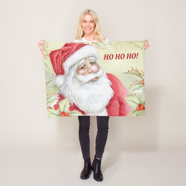 Merry Santa Clause | Watercolor Fleece Blanket (In Situ)