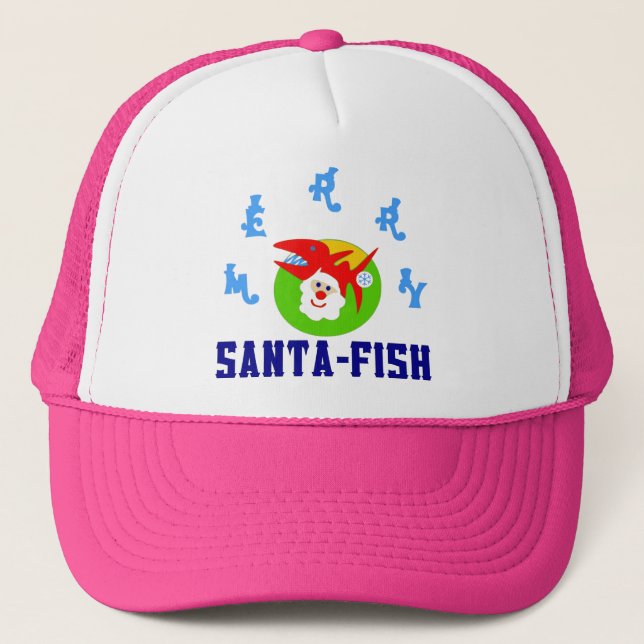 ♫♥Merry Santa-Fish Hilarious Trucker Hat♥♪ Hat (Front)