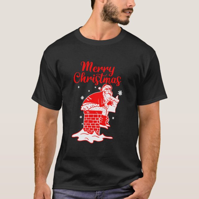 Merry Santa Poog Winter Snow T-Shirt (Front)