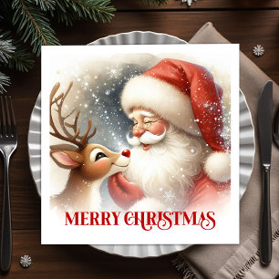 Merry Santa Rudolph Christmas Dinner Napkins