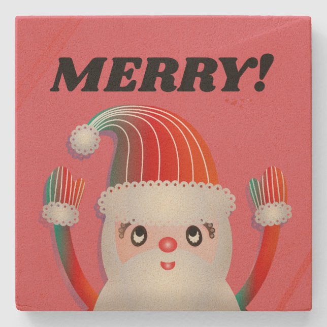 MERRY! SANTA  SANDSTONE COASTERS (Front)