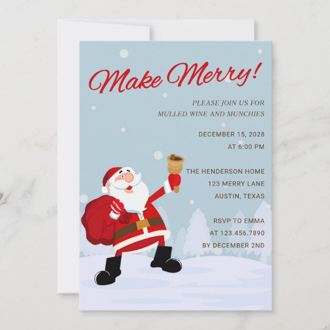 Merry Santa Typography Holiday Party Invitation (Front)