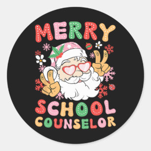 Merry School Counsellor Christmas School Counselin Classic Round Sticker