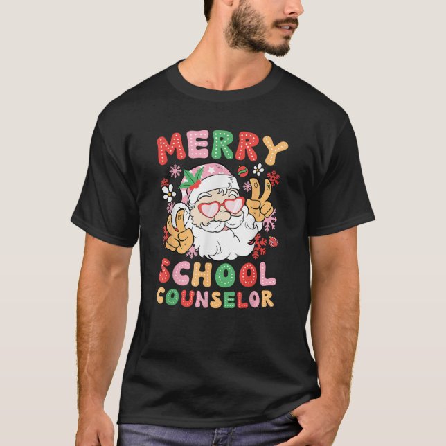 Merry School Counsellor Christmas School Counselin T-Shirt (Front)