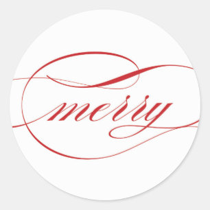 Merry Script Classic Round Sticker