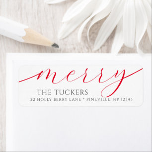 MERRY Script Festive Christmas Return Address Label