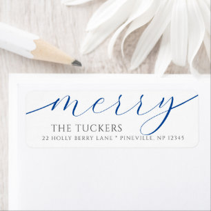 MERRY Script Festive Christmas Return Address Return Address Label